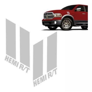 Imagem de Par Adesivos Hemi R/t Dodge Challenger / Ram 09/14 Cinza - Resitank