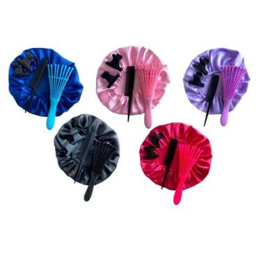 Imagem de Kit Escova Polvo para Desembaraçar Cabelos com 02 Presilhas e Pente Mu