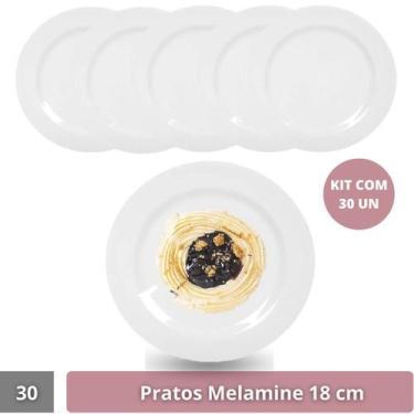 Imagem de 30 Pratos Sobremesa Melamine Pratinho Buffet  18cm - Yazi