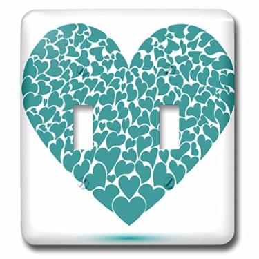 Imagem de 3dRose lsp_101579_5 cm Turquesa grande feito de corações menores, interruptor duplo multicolorido