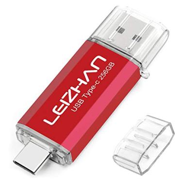 Imagem de leizhan Pen drive USB 3.0 de 256 GB, pen drives, Jump Drives, armazenamento tipo C/USB 2 em 1 - vermelho
