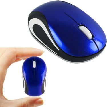 Imagem de Mini mouse sem fio para crianças, pequeno mouse portátil de viagem com receptor USB, 3 botões, para laptop, PC, escola em casa (azul)