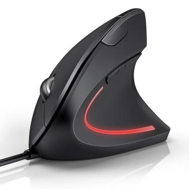 Imagem de TECKNET Mouse com fio, mouse ergonômico 6400 DPI, 6 botões, mouse silencioso, 4 DPI ajustável, mouse vertical compatível com Windows/Chrome/laptop/computador