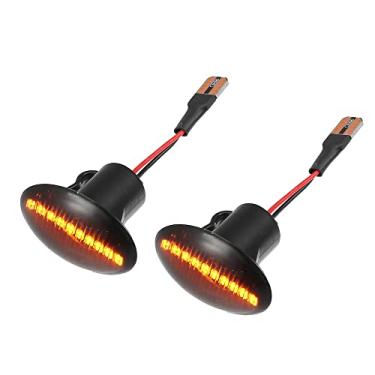 Imagem de X AUTOHAUX 1 par de luzes de sinalização lateral de LED para Fiat 500 2 portas 2007-2019 68259985AA ABS metal preto