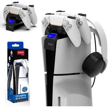 Imagem de Carregador Duplo Para Controle DualSense PlayStation 5 Slim Base Preto