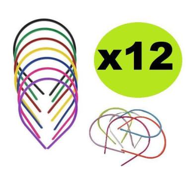 Imagem de 12 Tiaras Arco Plástico Sortida Para Cabelo 14cm - Lynx produções