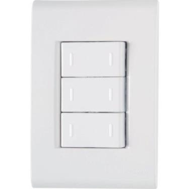 Imagem de Kit c/ 3 int simples triplo c/ placa 4 x 2 liz tramontina, Branco, Biv