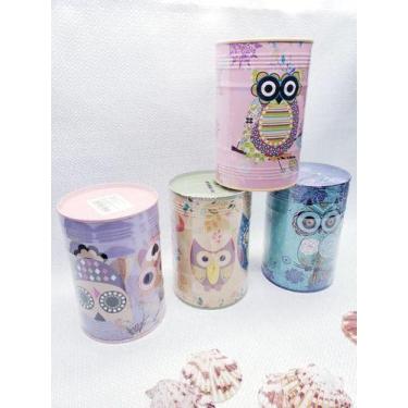 Imagem de Cofre De Coruja Pequeno Para Decoração Lata  Colorido - OEM