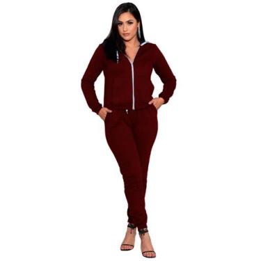 Imagem de Conjunto de moletom feminino Canguru Agasalho Blusa e calça de frio - 