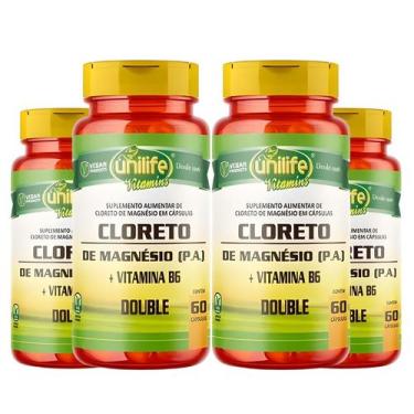 Imagem de KIT C/4 Cloreto De Magnésio Pa C/ Vita B6 60 Cáps - Unilife