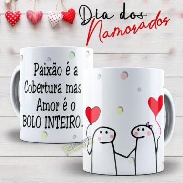 Imagem de Caneca Animada Flork "Paixão é a Cobertura mas Amor é o Bolo Inteiro" 