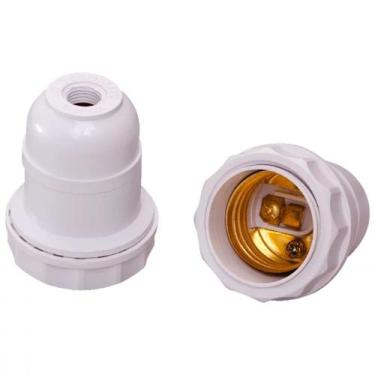 Imagem de Kit 03 Soquete Bocal Abajur Lustre Coluna Cupula E-27 Branco - RADIAL
