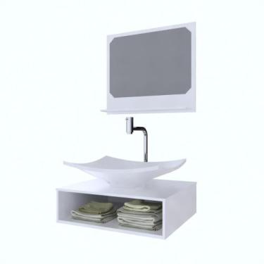 Imagem de Gabinete Para Banheiro Full Branco 50 + Kit Acessórios Branco - GABINE