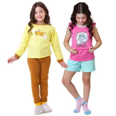 Imagem de Kit 2 Conjuntos Pijama Infantil para Meninos ou Meninas 1 Inverno Meia