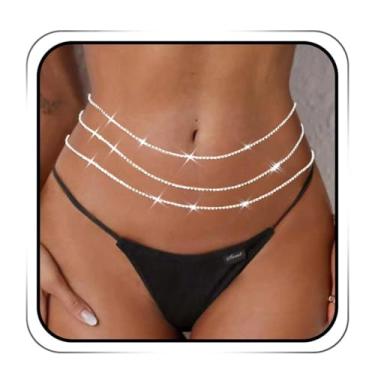 Imagem de Jeweky Corrente de cristal com strass em camadas, acessório de cintura para mulheres e meninas (pacote com 3), liga metálica, strass
