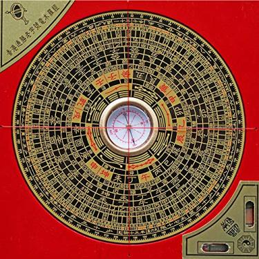 Imagem de Bússola Feng Shui Profissional, Base Vermelha, Giratória 360°, com Ponto Laser e Escala Precisa (5.9“)