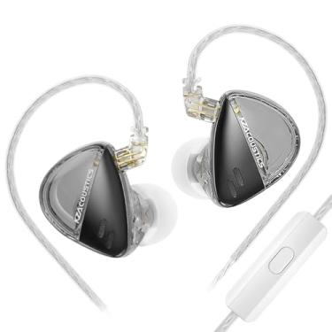 Imagem de Fones de ouvido intra-auriculares KZ Libra, fones de ouvido de graves pesados destacáveis, fones de ouvido iEM Hi-Fi, fones de ouvido dinâmicos ultralargos para amantes de música (com microfone,