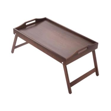 Imagem de Bothyi Bandeja de madeira para cama, mesa para comer com alças, mesa multifuncional para quarto, resistente, portátil, pernas dobráveis, suporte para laptop, Marrom
