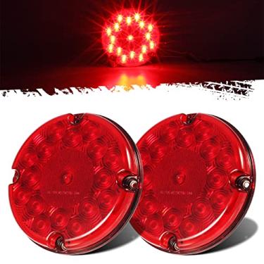 Imagem de Partsam 2 peças de luzes traseiras de LED redondas de 17 cm, vermelho, 17 LEDs, com lente reflexa interna, submersível, caminhão, trailer, ônibus, trailer, UTE, UTV, motorhome, parada traseira, luzes