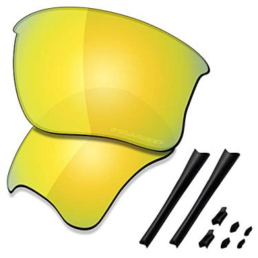 Imagem de SAUCER Lentes de reposição premium e kits de borracha para Oakley Flak Jacket XLJ | Óculos de sol Flak Jacket XLJ Low Bridge Fit de alta definição - Ouro 24K polarizado