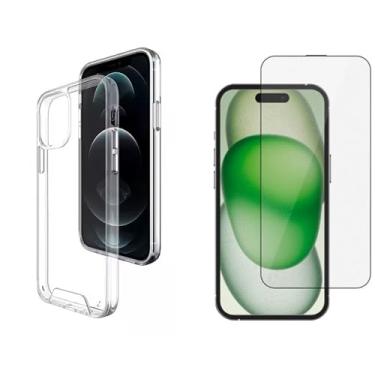 Imagem de Kit Capa e Película Vidro 3D iPhone 12 Pro - Capinha, Case Transparente Protege Camera, Anti-Amarelamento