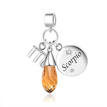Imagem de MiiFort Pingentes brilhantes do signo do zodíaco para pulseiras Pandora Charms Moments, One Size, Cobre, Sem Pedra Preciosa