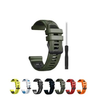 Imagem de Pulseira QUIBARATO de silicone compatível com 965, 955, 945, 935 (VERDE EXÉRCITO C/PRETO) - Largura 22mm - Acompanha uma chave tipo "V".