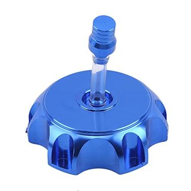 Imagem de Tampa de combustível, peças de acessórios de motocicleta de alumínio, tampa de tanque de gasolina de combustível para sujeira/bicicleta quadriciclo ATV para a maioria das motocicletas (azul)