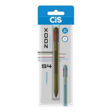 Imagem de Caneta Esferográfica 4X1 CIS Zoox S4, Verde, Blister com 1 unidade
