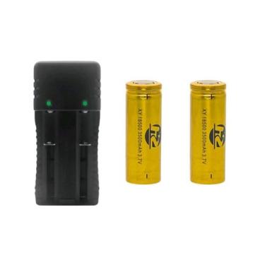 Imagem de Kit Carregador Duplo 2 Slot Mais 2 Bateria 18650, 14500 Bateria 26650,