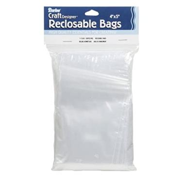 Imagem de Darice 1115-04 Pacote com 100 sacos de armazenamento plásticos recarregáveis, 12,5 x 10,04 cm, suprimentos de festa transparentes