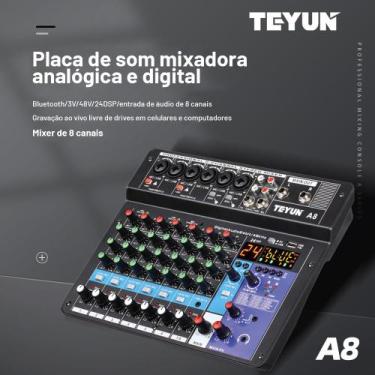 Imagem de Profissional Mesa De Som 8 Canais Mixer A8 Áudio Usb Smart Conjunto In