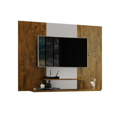 Imagem de Painel para Tv até 50 Polegadas Suspenso Talento com 2 Prateleiras 91x120cm Canela/Off White