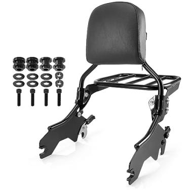 Imagem de Eumti HoldFast Sissy Bar vertical para FLSB, FXLR, FXLRS, FXLRST Encosto de passageiro destacável com bagageiro esportivo com ferragens de ancoragem para Harley Sport Glide Low Rider 2018-Up..