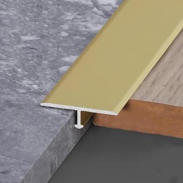 Imagem de Guarnição de moldagem em T de alumínio de 3 peças, tiras de piso para azulejo de 90 cm, tira divisória plana, guarnição de borda embutida, para piso laminado e telha de vinil, ouro, largura