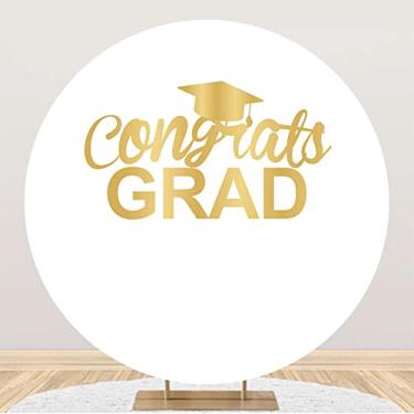 Imagem de DORCEV 2 x 2 m Class Of 2024 Congrats Grad Round Backdrop Pano de fundo círculo dourado parabéns graduados fotografia fundo parabéns graduados festa arco capa retrato adereços estúdio