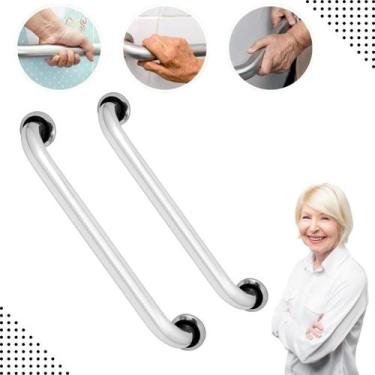 Imagem de Kit 2 Barras de Apoio Alça de Segurança 80cm Inox para Banheiro Corred