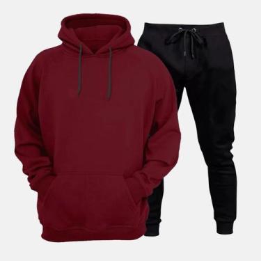 Imagem de Conjunto Moletom Use Miron Blusa de Frio Canguru Bordô e Calça Moletom