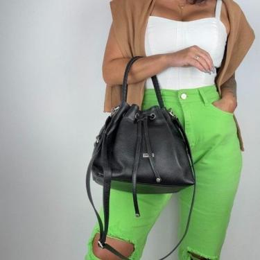 Imagem de Bolsa recuo em couro legítimo b.1086, Preto