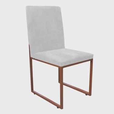 Imagem de Cadeira de Jantar Office Sttan Industrial Escritório Sala Ferro Bronze Corino Branco - Ahazzo Móveis