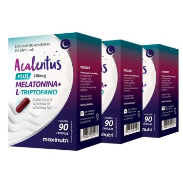 Imagem de Kit 03 Acalentus Plus Melatonina + L Triptofano 90 Cáps