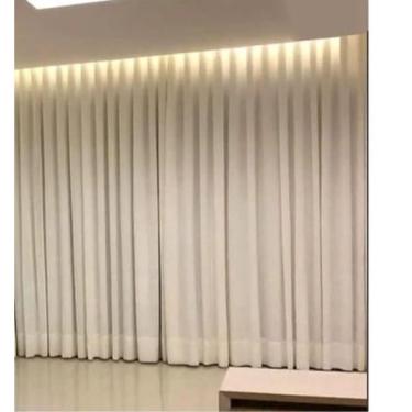 Imagem de Cortina Trilho Suiço Duplo Forro Linho Marfim 6.00 X 2.50