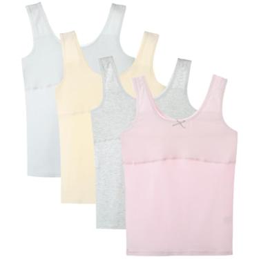 Imagem de Sutiãs de treinamento para meninas, forro de algodão puro, roupa íntima, camisetas para meninas adolescentes, regatas infantis, Regata branca bege cinza rosa, 10-12 Anos