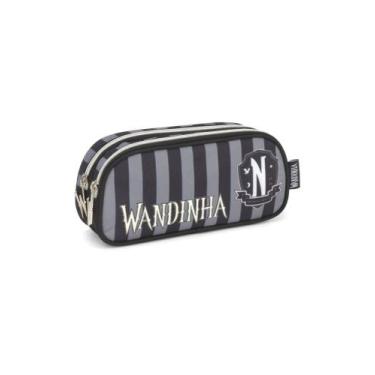 Imagem de Estojo Infantil Escolar Duplo Wandinha Preto Luxcel