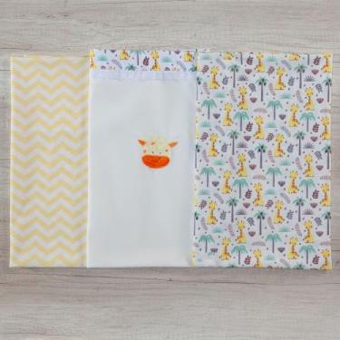 Imagem de Cueiro 3 Peças Para Bebe Estampado Menina - Miguel Baby, Girafa