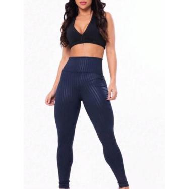Imagem de A-Lows A&L Calça Leggin Cirre 3D feminino Fitnes, academia, Azul marin