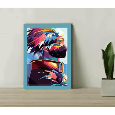 Imagem de Quadro Decorativo kakashi Pop Art Escritório +Vidro 33x25 A4