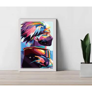 Imagem de Quadro Decorativo kakashi Pop Art Escritório +Vidro 33x25 A4