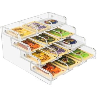 Imagem de Aizesuro Organizador de bandeja de cartão de acrílico com 4 prateleiras, suporte de cartão de recursos compatível com jogo de tabuleiro Catan Settlers