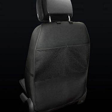 Imagem de Pacote com 2 protetores traseiros de assento de carro premium HCMAX para organizador multifuncional, fácil de limpar, acessório de viagem, couro PUHCMAX Style 1 preto HC03703